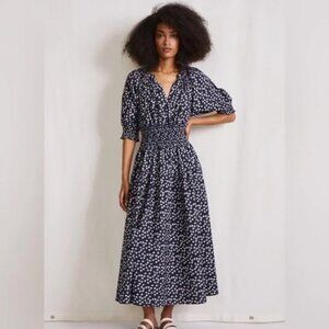 Apiece Apart Navy and White Patterned Midi Dress